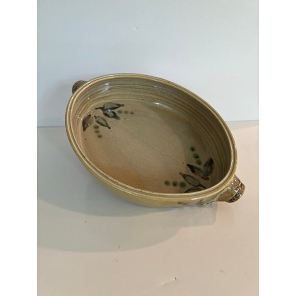 Beautiful Glazed Pottery Two Handle Serving Dish One of a Kind Vintage JL - Picture 1 of 11